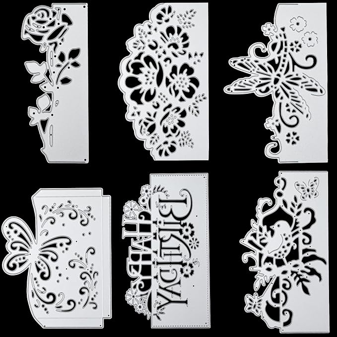 Patelai 6 Pcs Die Cuts for Card Making Metal Die Cut Flower Butterfly Lace Bird by Patelai
