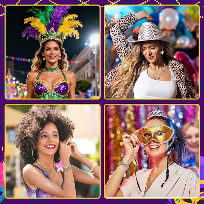 MARFOREVER 40 Pcs/20 Pairs Glitter Mardi Gras Charms - Image 7
