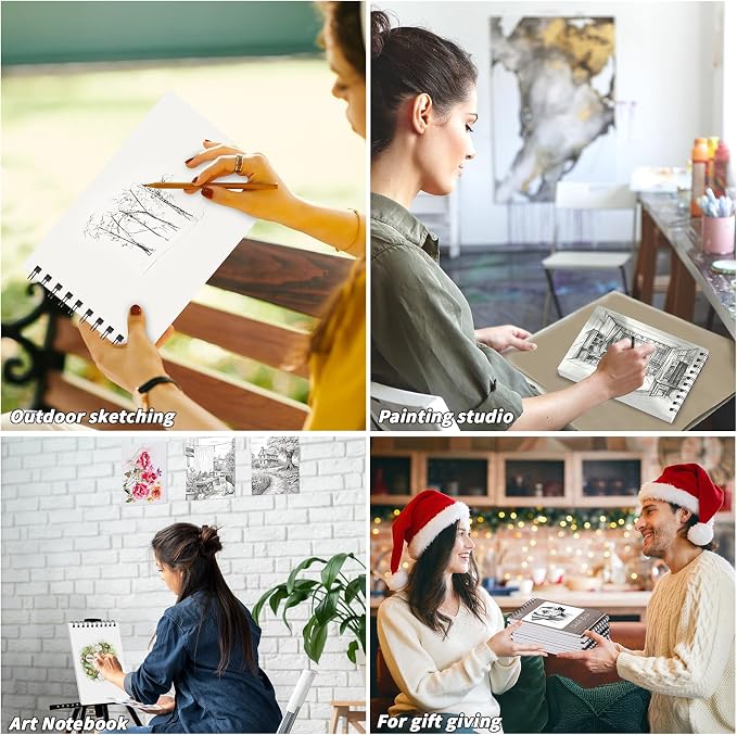 6 Pcs Sketchbook Bulk 9 x 12 In 600 Sheets Top Spiral Bound Sketch Pad Drawing - Image 7