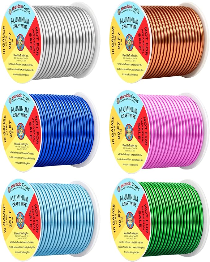 Mandala Crafts 10 GA Pink Green Blue Assorted Anodized Aluminum Craft Wire | by MandalaCrafts