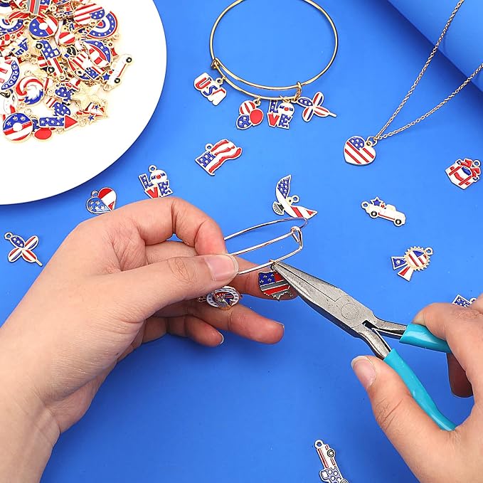 SANNIX 110Pcs Independence Day Charms, Patriotic Charms 4th of July Red White - Image 4