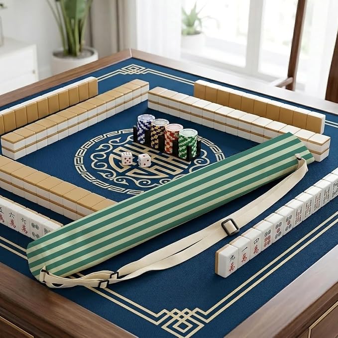 Green Striped Mahjong Mat Bag - Image 6