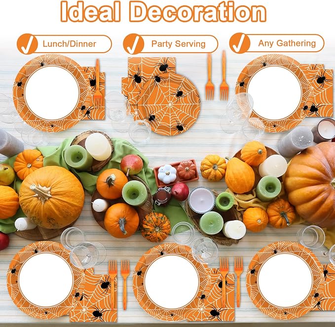100 Pcs Spiderweb Party Plates and Napkins - Image 7