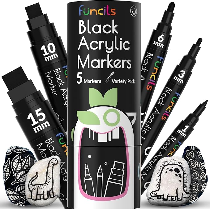5 Acrylic Black Paint Pen by Funcils