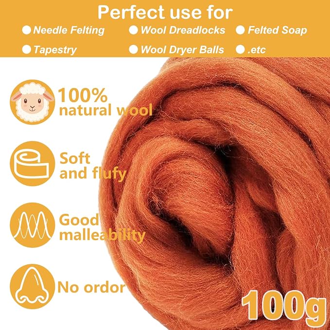 FYANER Needle Felting Wool, 3.5oz Wool Roving, Soft Wool Batting - Image 2