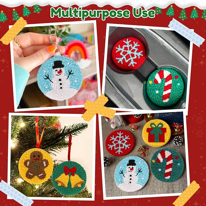 Sukhumvit 6PCS Christmas Punch Needle Coaster Kit, Beginners Punch Needle Set - Image 6