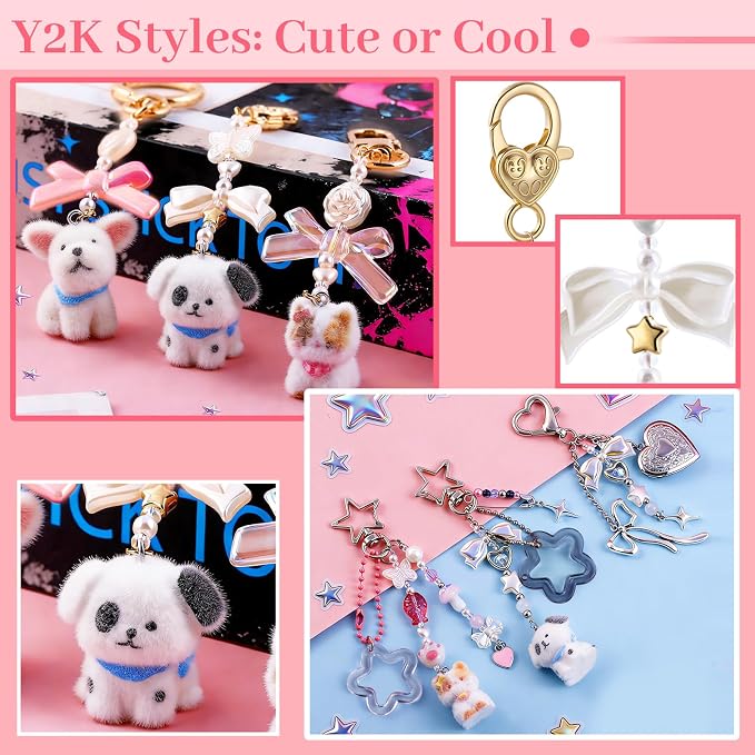 Wurosi 945 Pcs Bag Charm Kit, Charms Lip Gloss Keychain Making Kit, Beaded - Image 5