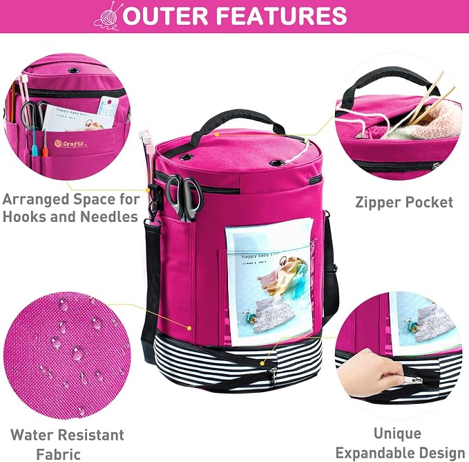 MYBAGZING Expandable Yarn Storage Organizer, Crochet Bag & Yarn Tote - Image 2