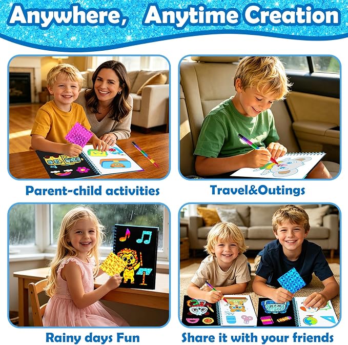 FUNNYB&G Foil Art Craft Kit for Boys 4-10 Years Old: Mess-Free & No-Glue - Image 6