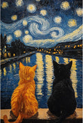 Cat Stamped Cross Stitch Kits for Adults, 11CT Needlepoint Starry Sky Counted by askkqtx