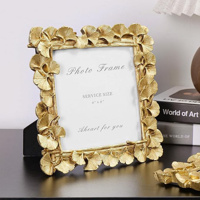 Cuspin 6x6 Picture Frame Gold, Vintage Ornate Square Frame - Image 3