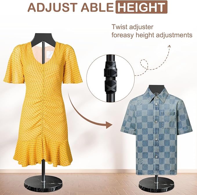 OLV Mannequin Torso with Marble Base, 18-34 Inch Adjustable Shirt Display Stand - Image 5
