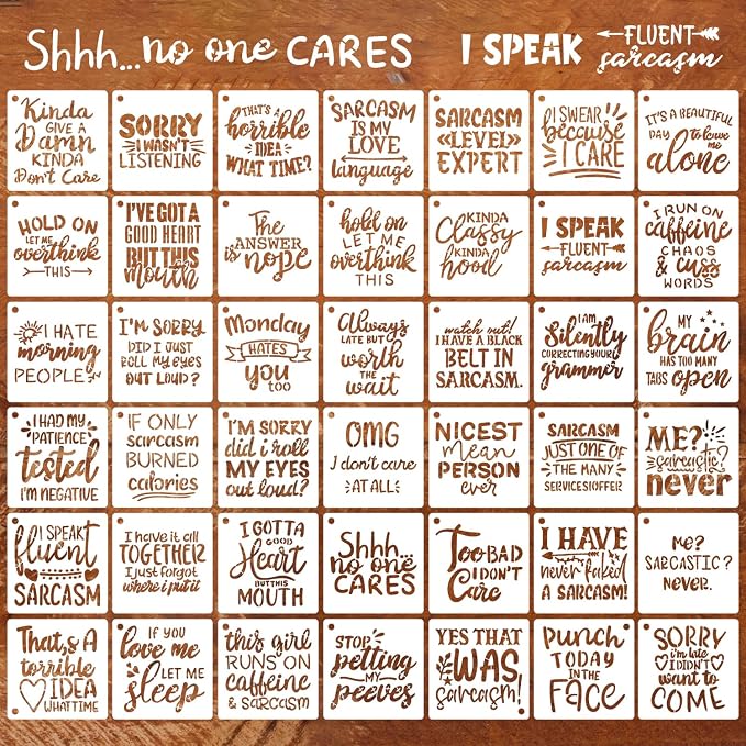 Sarcastic Painting Stencils for Crafts Reusable 3inch Funny Stencil Drawing by SUNVERSE