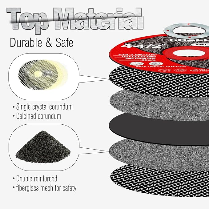 SHALL 25-Pack Cut Off Wheels 4 1/2 x 7/8 Inch, Cutting Wheel with Pouch for Angle Grinder, 4.5” Metal & Stainless Steel Fast Cutting Disc, Grinder Wheel for General Purpose Metal Cutting