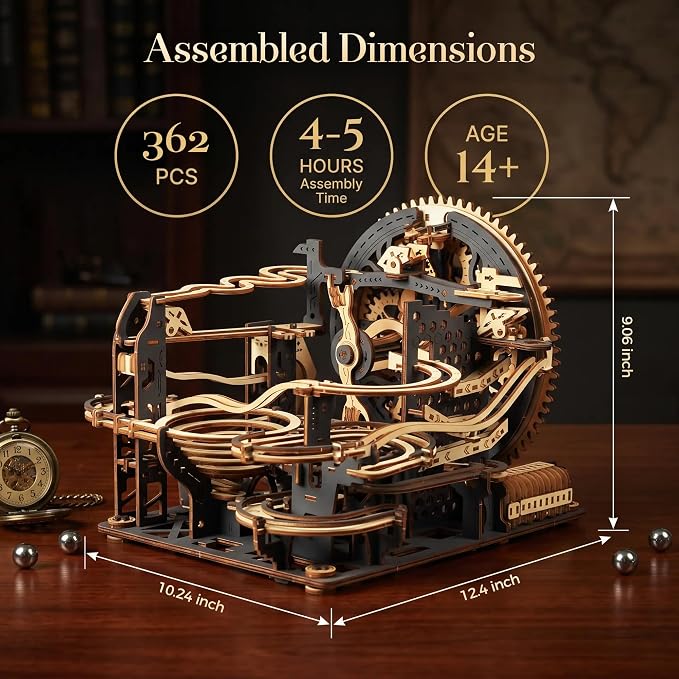 3D Wooden Puzzle for Adults, Marble Run Mechanical Model Kit - Image 4