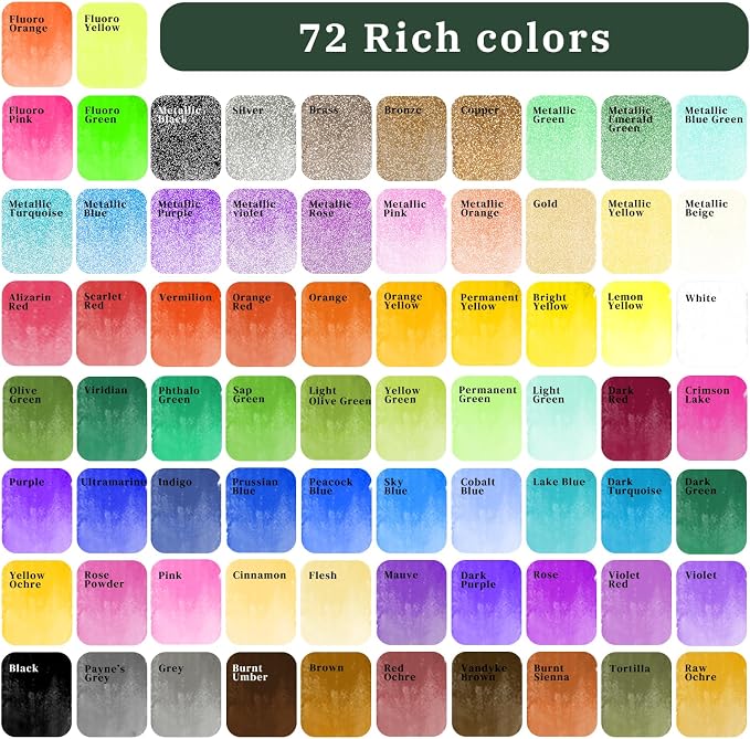 Artecho Watercolor Paint Set 72 Colors, Travel Watercolor Set - Image 2