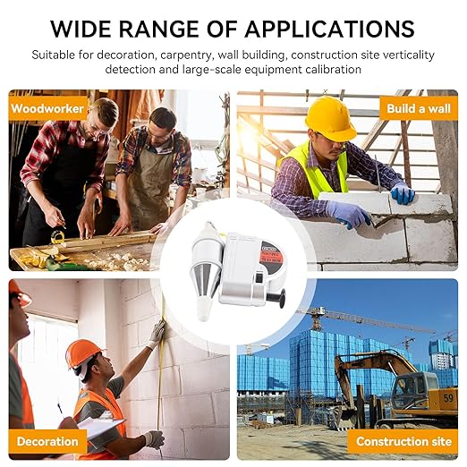 Magnetic Plumb Bob with String, Plumb Bob Reel Retractable Plumb Line Tool, 8m/ 26ft Automatically Stretch Line Quickly Stabilize Plumb Bob Tool for Construction Building Line