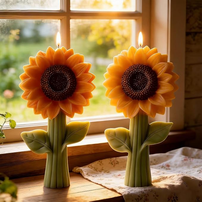 2PCS 3D Sunflower Candle Silicone Mold - Image 4