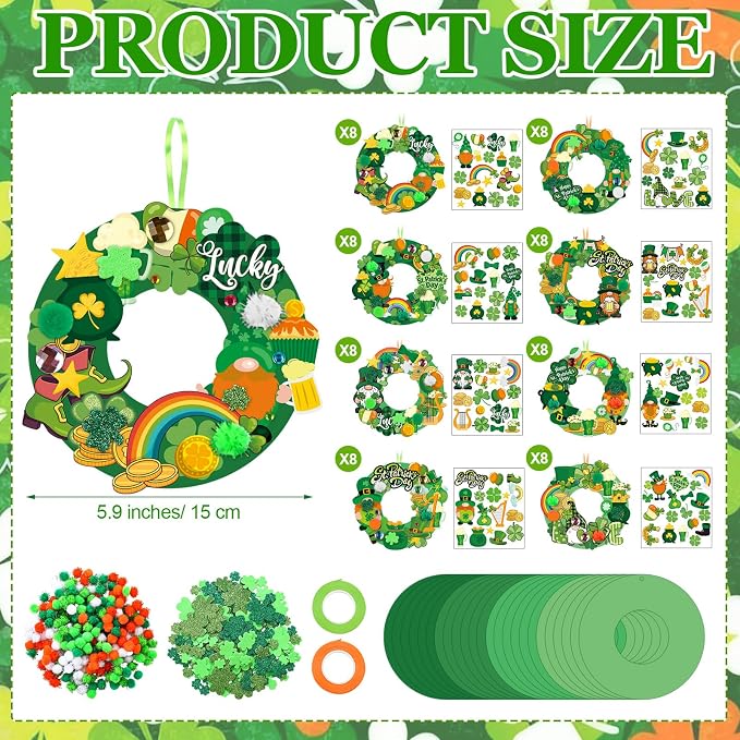 Hollowfly 48 Sets St. Patrick's Day Wreath Craft Kits DIY Irish Wreath Hanging - Image 4