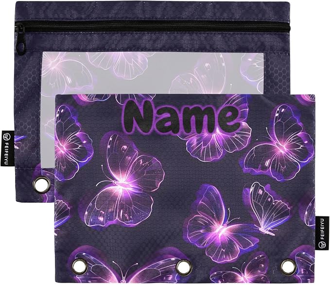 Custom Butterflies Purple Neon Pencil Pouch by BOENLE-WELCOMEYOURCOMING