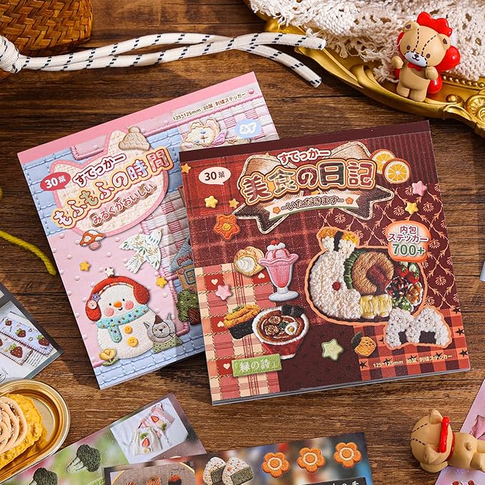 Girl's Japanese Retro Sticker Book, 700+ Kawaii Old Showa Style Embroidered - Image 3