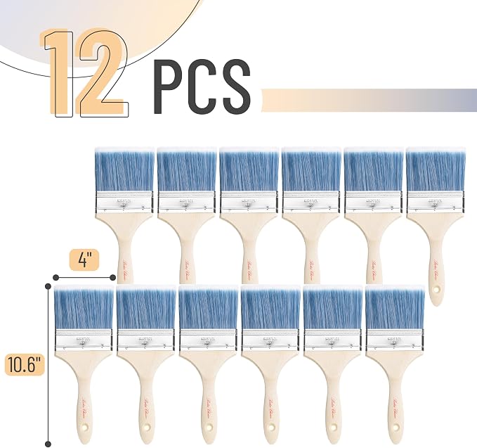 Bates- Paint Brushes, 12 Pack, Treated Wood Handle, Paint Brushes - Image 2