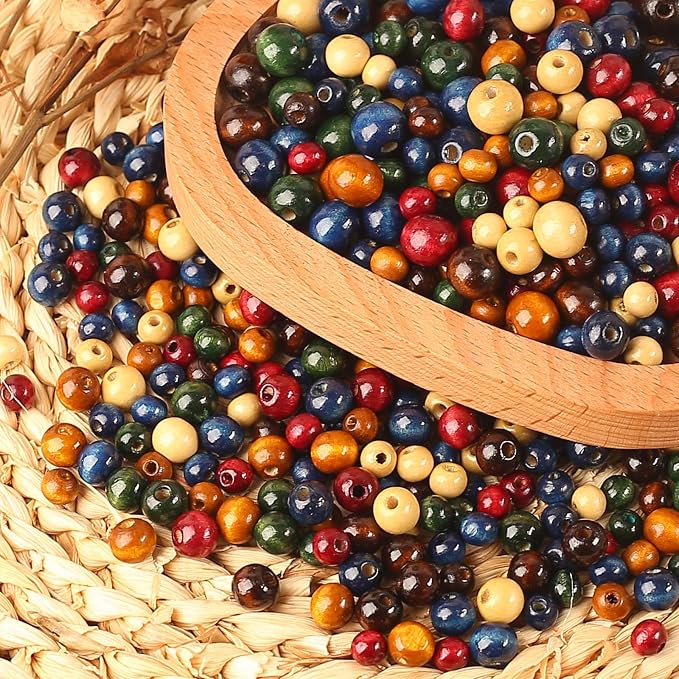 DAHI 580pcs Colorful Wooden Beads 8/10/12mm Assorted Macrame Wooden Loose - Image 5
