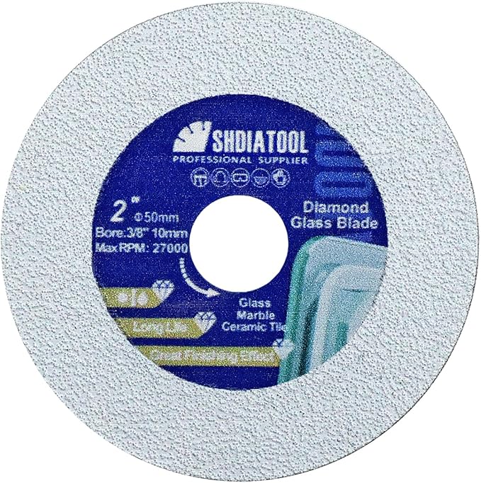 SHDIATOOL Glass Diamond Cutting Disc 2-Inch Saw Blade, Ultra-Thin Cut Off Wheel for Tile Ceramic Porcelain Marble 50mm