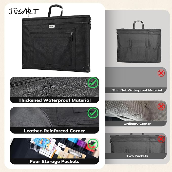 JusArt Art Portfolio Bag, 20x26 Light Weight Portfolio Folder Case - Image 7