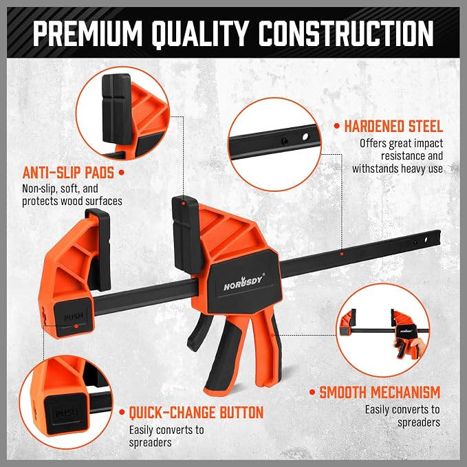 HORUDSY 3-Pack 12-Inch Bar Clamps Set - Image 4