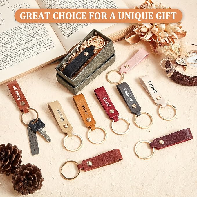 Wavyknot 50 Pcs PU Leather Keychain Blanks Bulk Laser Engraving Blanks Keychain - Image 4