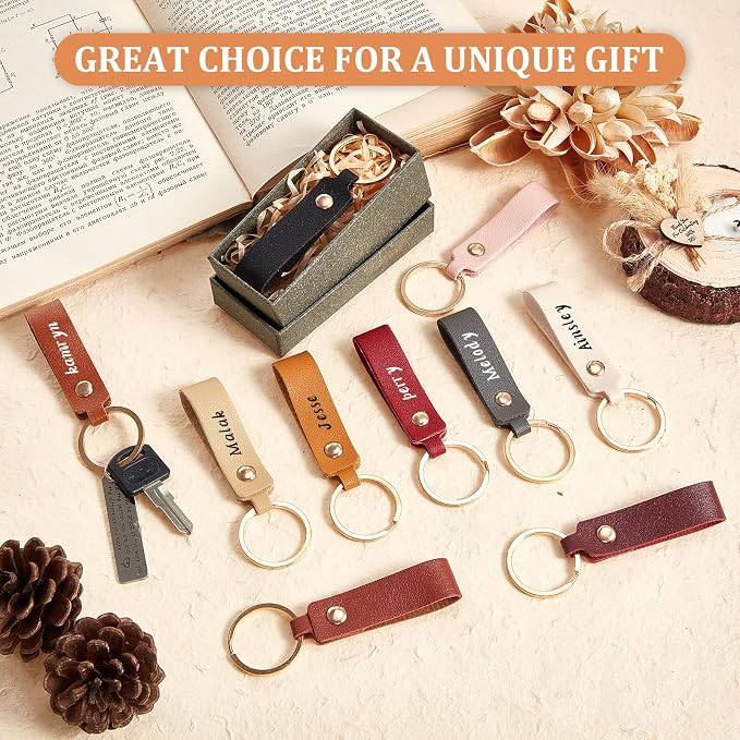 Wavyknot 100 Pcs PU Leather Keychain Blanks Bulk Laser Engraving Blanks - Image 4