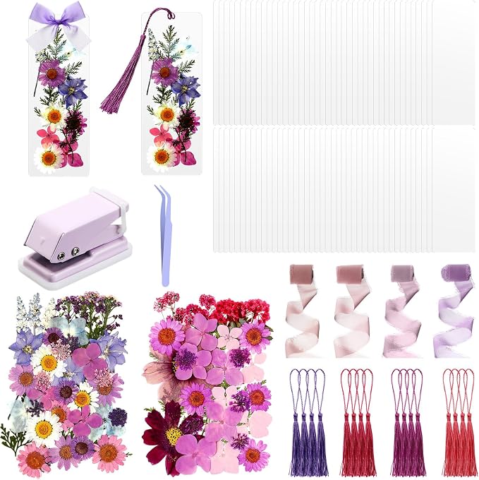 AmazingSpark 222 Pcs Dried Flower Bookmark Making Kit Include DIY Pressed by Unknown