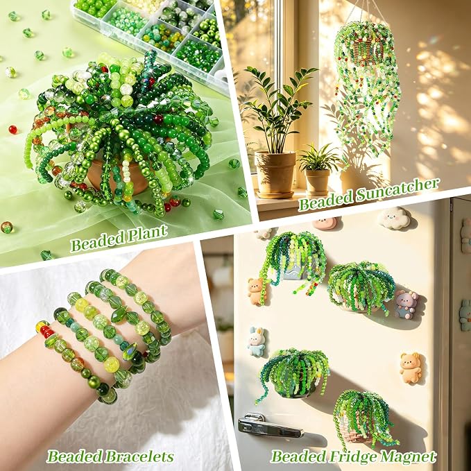 2102 Pcs Green Glass Beads for Bracelets - Image 7
