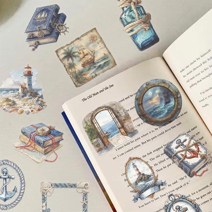 50 PCS Retro Sailing Stickers for Scrapbooking Journaling Junk Journal - Image 6