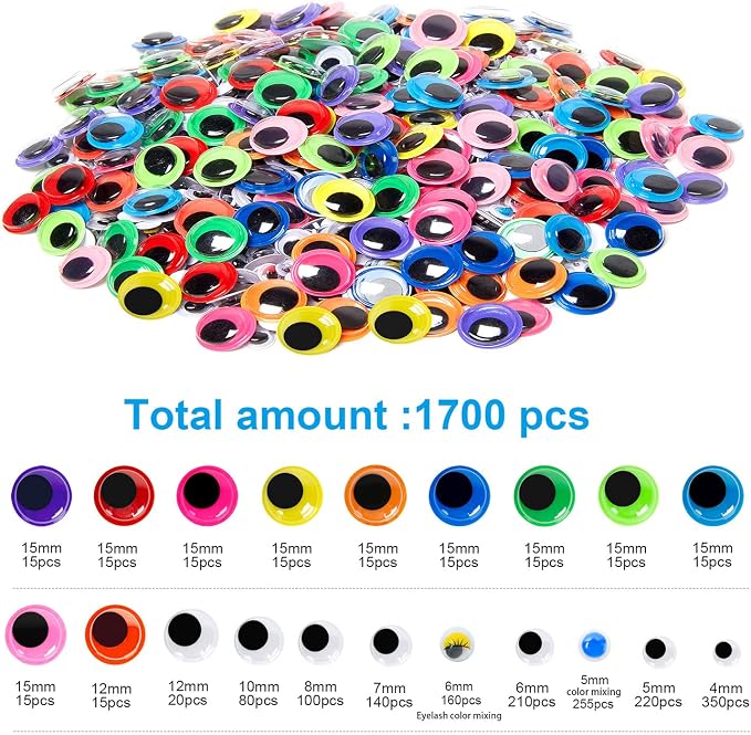 1700pcs Googly Wiggle Eyes Self Adhesive, - Image 2