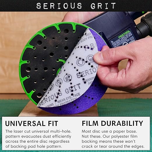 6-Inch 800 Grit Ceramic Multi-Hole Hook & Loop Sanding Discs - Advanced Grain for Fast Cutting & Long Life - Film-Backed Universal Fit Sandpaper for 6-in Sanders - 50 Pack Box
