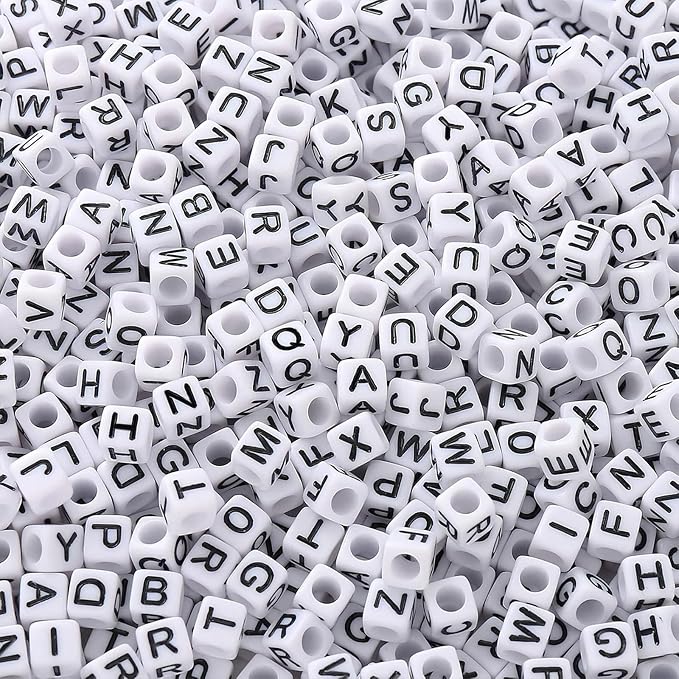 YMSDZHL Alphabet Beads A-Z 1200+Pcs Letter Beads, Acrylic 4x7mm Round Letter - Image 3