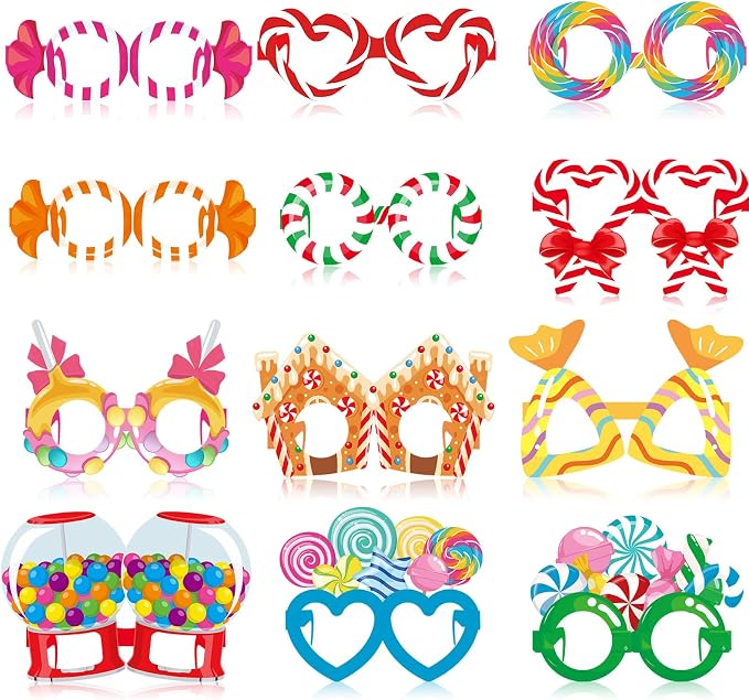 Pajean 48 Pcs Candy Party Decorations Candy Photo Booth Prop Christmas by Pajean
