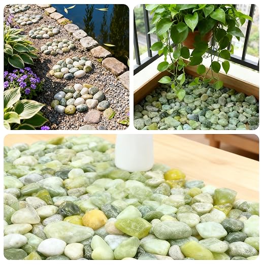 SIDONG 20 LB Jade Pebbles, 1.2-2Inch Natural Decorative Polished Jade Stones - Image 6