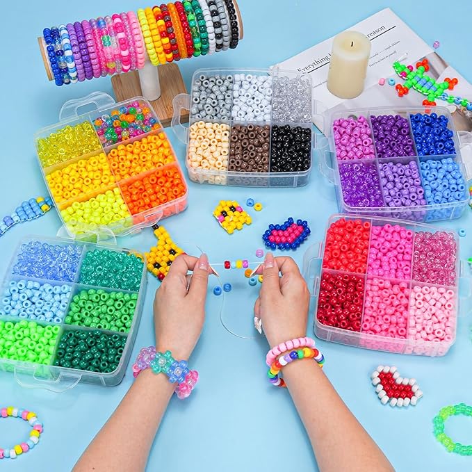 Gionlion 6000+ PCS Pony Beads 30 Assorted Colors Includes Glow in the Dark Bead - Image 5