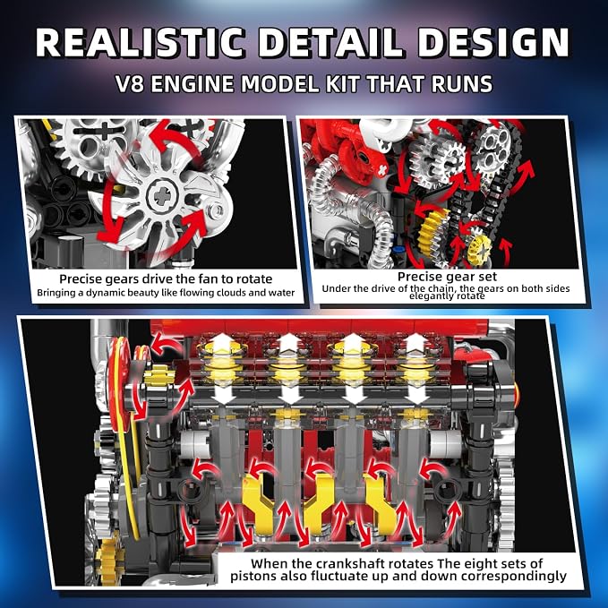 WINGIFT V8 Engine Building Set, V8 Engine Model kit That Run, Build Your Own - Image 5