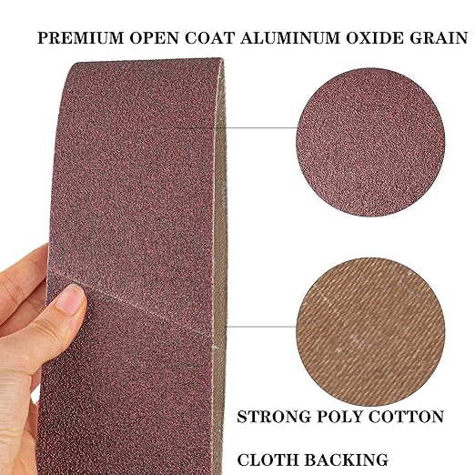 4x36 Sanding Belts 15PCS Belt Sander Paper Aluminum Oxide (3 Each of 80/120/150/240/400 Grits) Ideal for Wood Metal Paint Sanding