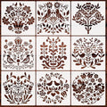 9pcs Navia Floral Stencils by CZONG