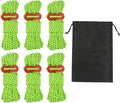 16.4ft 6 Pack 4mm Guy Lines Ultralight Tent Cords with Aluminum Adjuster Tensioner Outdoor Camping Guylines Ropes for Tent Tarp,Climbing,Hiking Backpacking (Green)