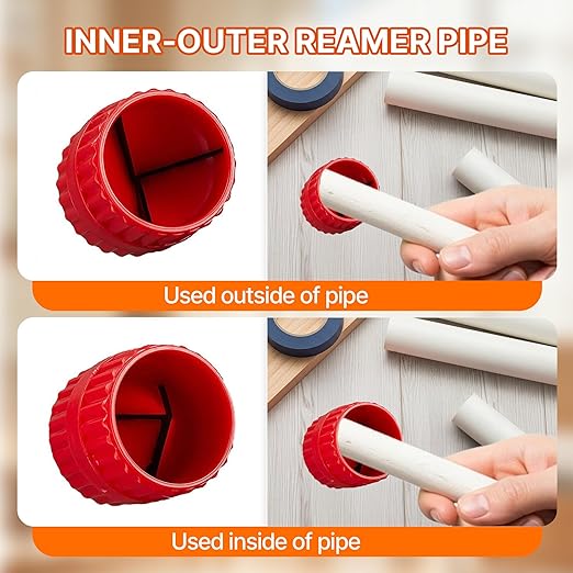 2 Pcs Inner-Outer Reamer Pipe, Deburring Tool for Copper Pipe, Tubing Chamfer Tool, for PVC, PPR, Copper, Brass and Aluminum Pipe (3/16 in. to 1-1/4 in.)
