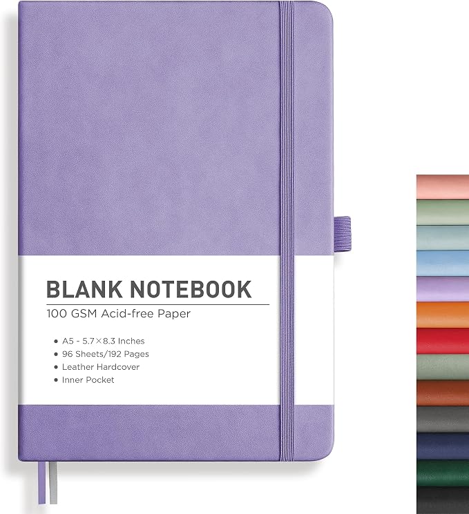 RETTACY Blank Journal Notebook, 192 Pages, A5 Medium Size | Leather Hardcover by RETTACY