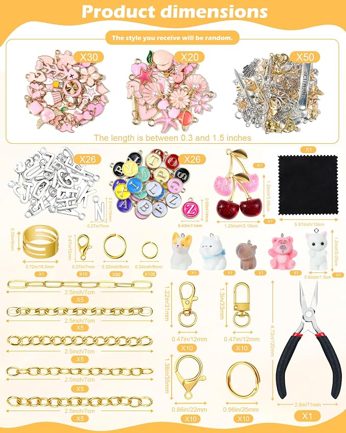 FIVEIZERO 387Pcs Charms Lip Gloss Keychain Making Kit, Charm Making Kit - Image 2