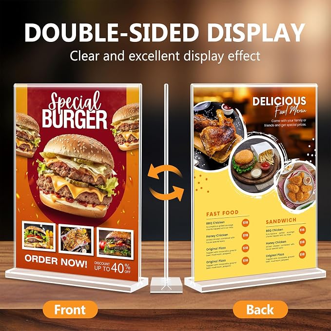 Enayplon Acrylic Sign Holder 8.5 x 11, Double Sided Sign Holder Stand, Plastic - Image 4