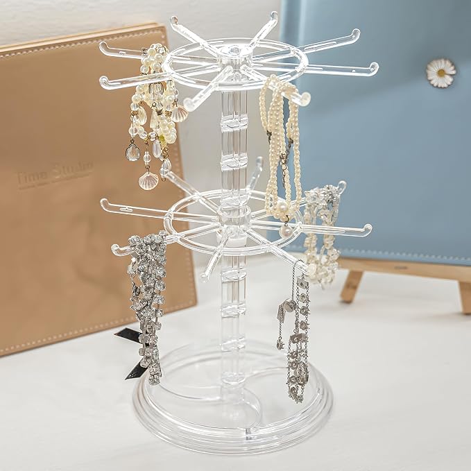 2 Tier Rotating Jewelry Display Stand, Necklace Holder, Jewelry Tree Stand - Image 2